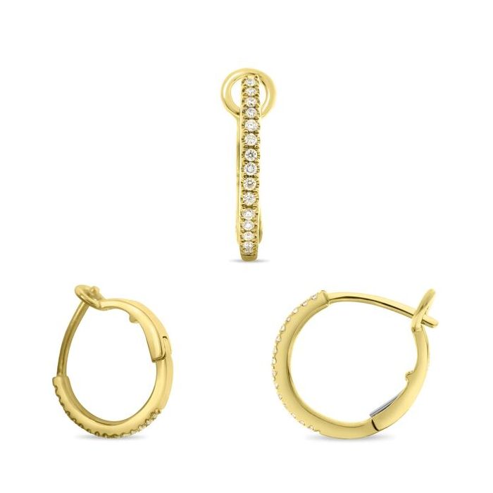 14K Yellow Gold Diamond Huggie Hoop Earrings | VMB Jewelers