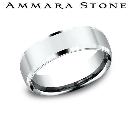 Benchmark White Gold Inverted Bevel High Polish Wedding Band