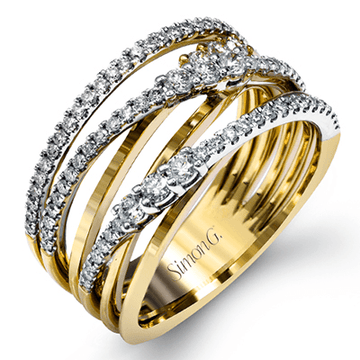 Clio Fashion Ring In 18k Gold With Diamonds - Simon G. Jewelry