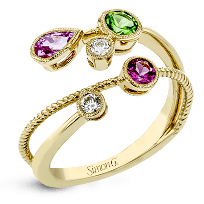 Color Ring in 18k Gold with Diamonds - Simon G. Jewelry