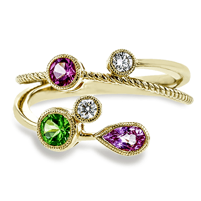 Color Ring in 18k Gold with Diamonds - Simon G. Jewelry