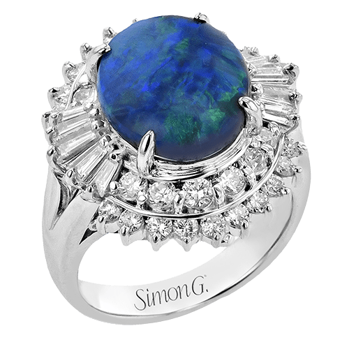 Color Ring in Platinum with Diamonds - Simon G. Jewelry