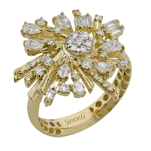 Cosmic Cluster Fashion Ring in 18k Gold with Diamonds - Simon G. Jewelry