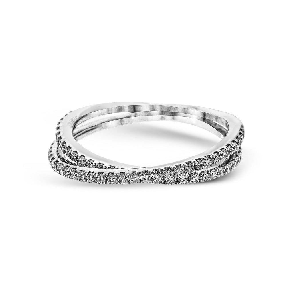 Criss - cross Wedding Band in 18k Gold with Diamonds - Simon G. Jewelry