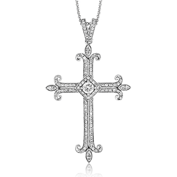 Cross Pendant in 18k Gold with Diamonds - Simon G. Jewelry