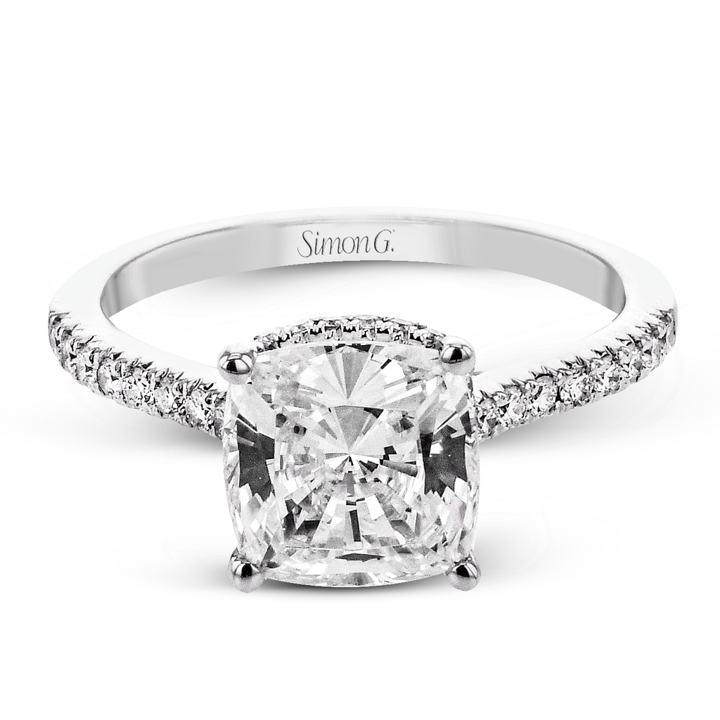 Cushion - Cut Hidden Halo Engagement Ring In 18k Gold With Diamonds - Simon G. Jewelry