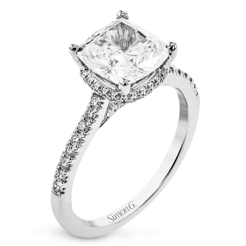 Cushion - Cut Hidden Halo Engagement Ring In 18k Gold With Diamonds - Simon G. Jewelry