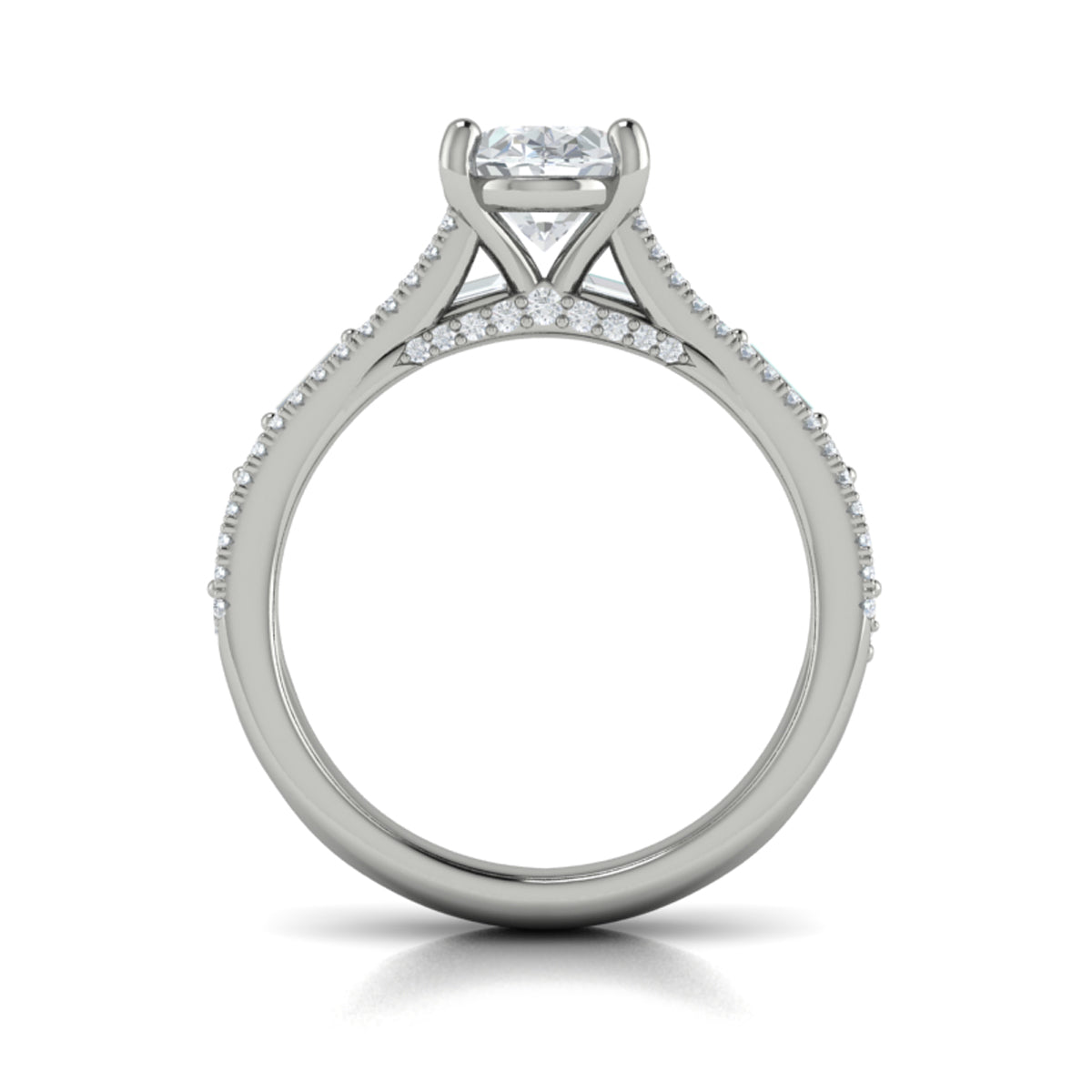 Vlora White Gold Diamond Multi Row Cathedral Engagement Ring Mounting