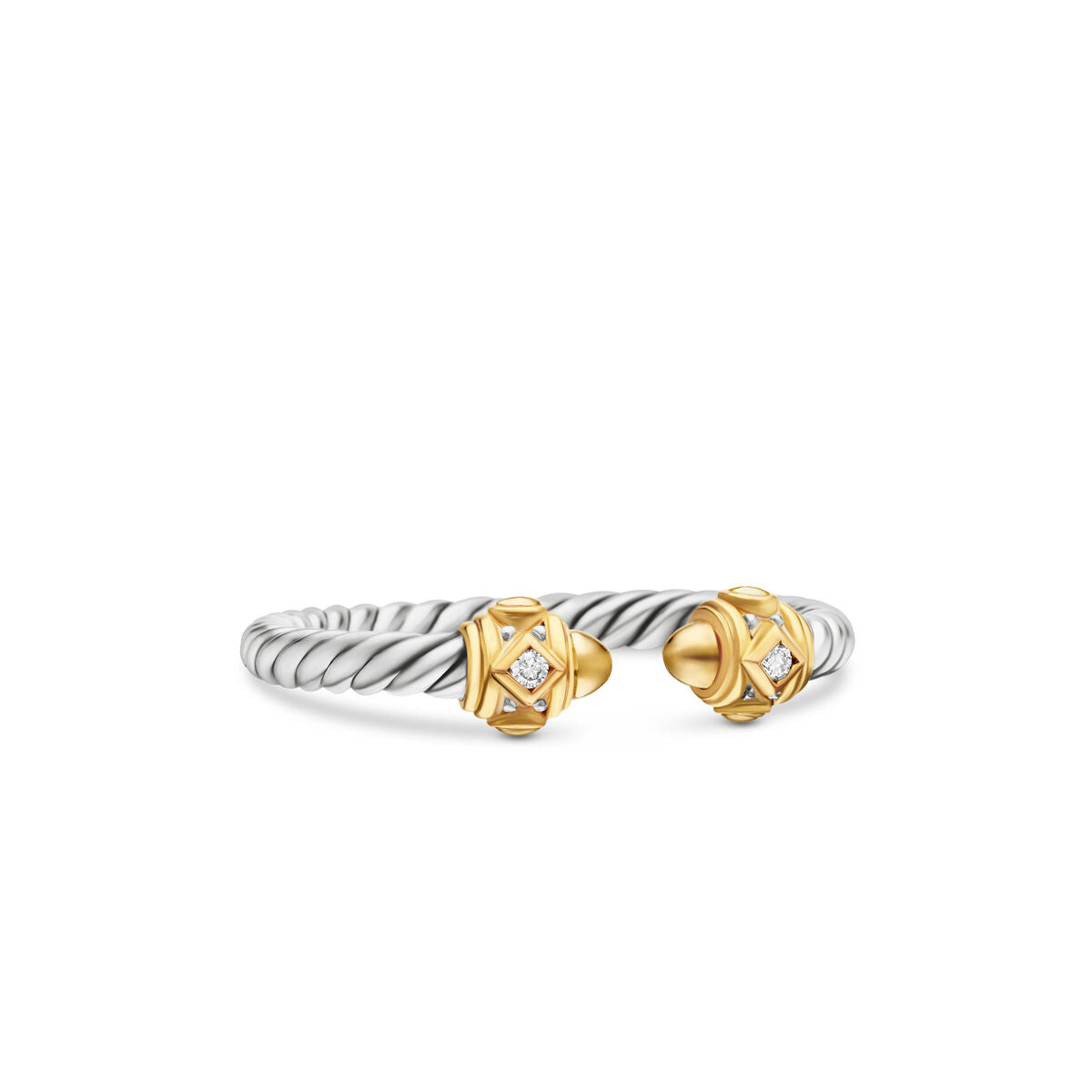 David Yurman Sterling Silver and Yellow Gold Golden Dome Renaissance Ring with Diamonds