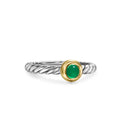 David Yurman Sterling Silver and Yellow Gold Green Onyx Modern Cable Stone Ring