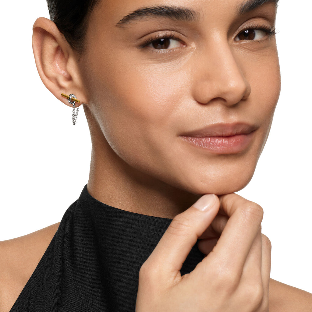David Yurman Sterling Silver and Yellow Gold Mercer Petite Toggle Earrings