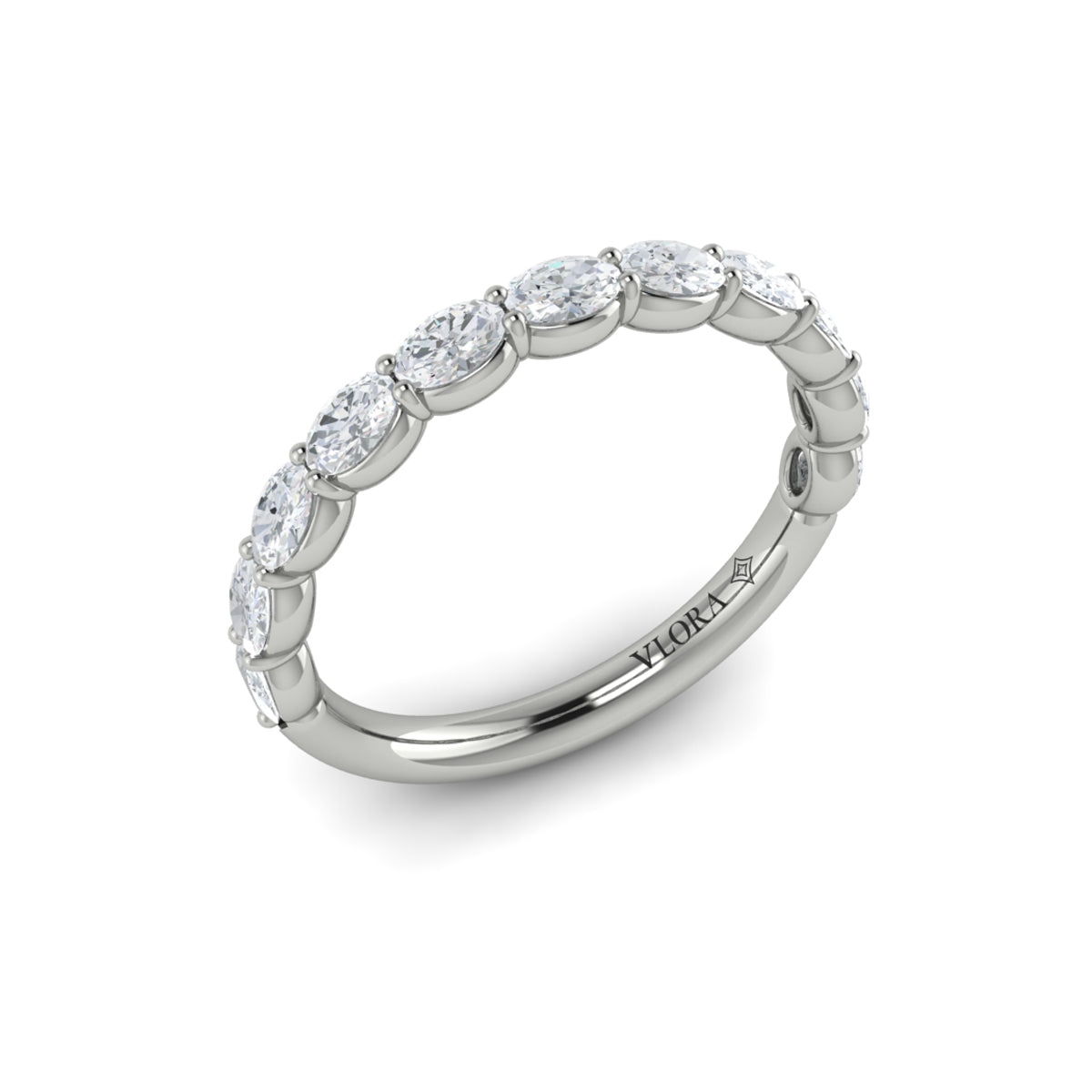Vlora White Gold East-West Oval Diamond Wedding Band