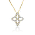 Roberto Coin Yellow Gold Diamond Outline Medium Princess Flower Necklace