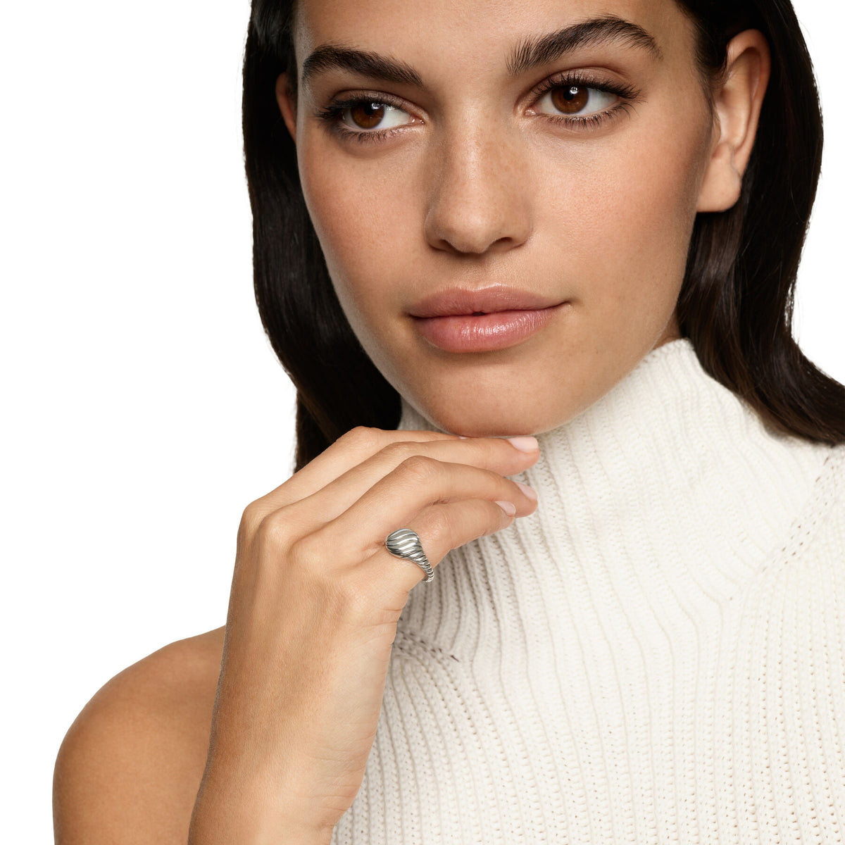 David Yurman Sterling Silver 10 mm Sculpted Cable Pinky Ring