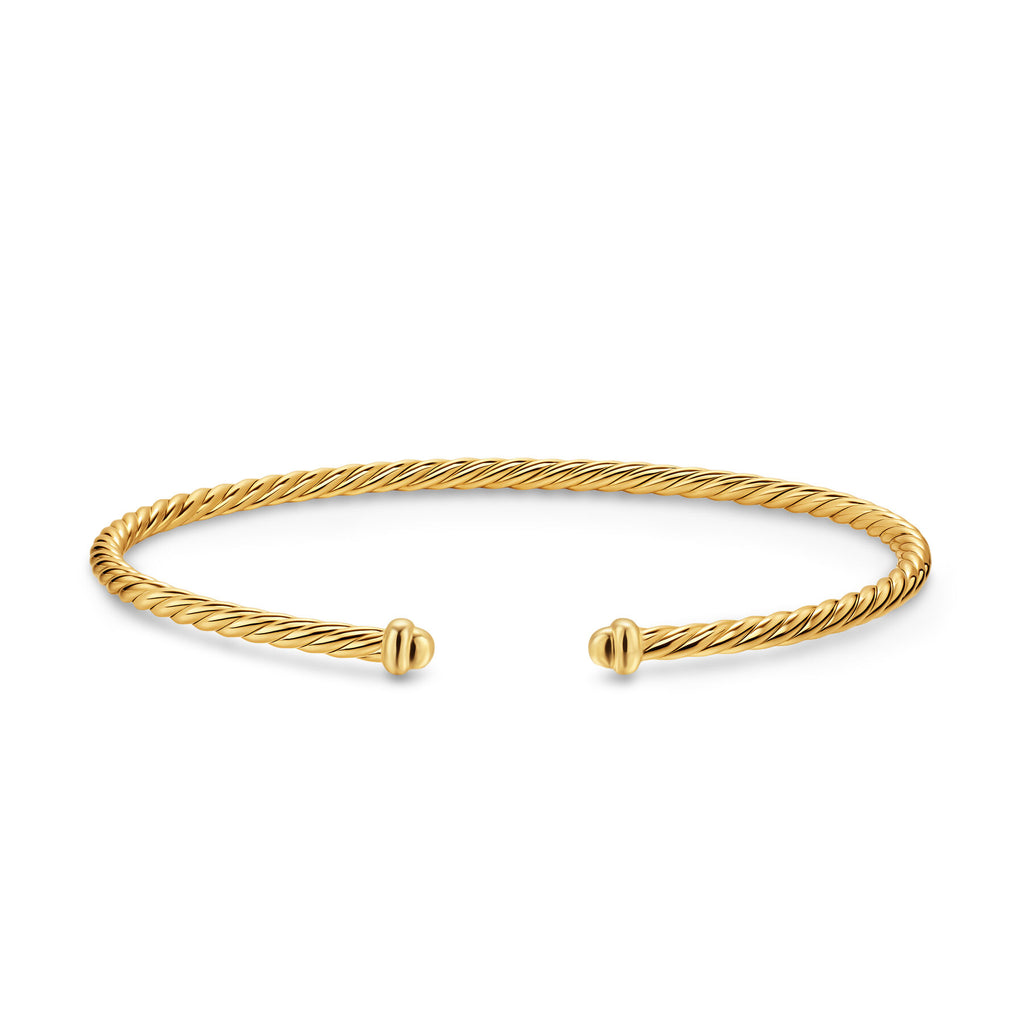 David Yurman Yellow Gold Micro Cablespira Flex Open Bracelet
