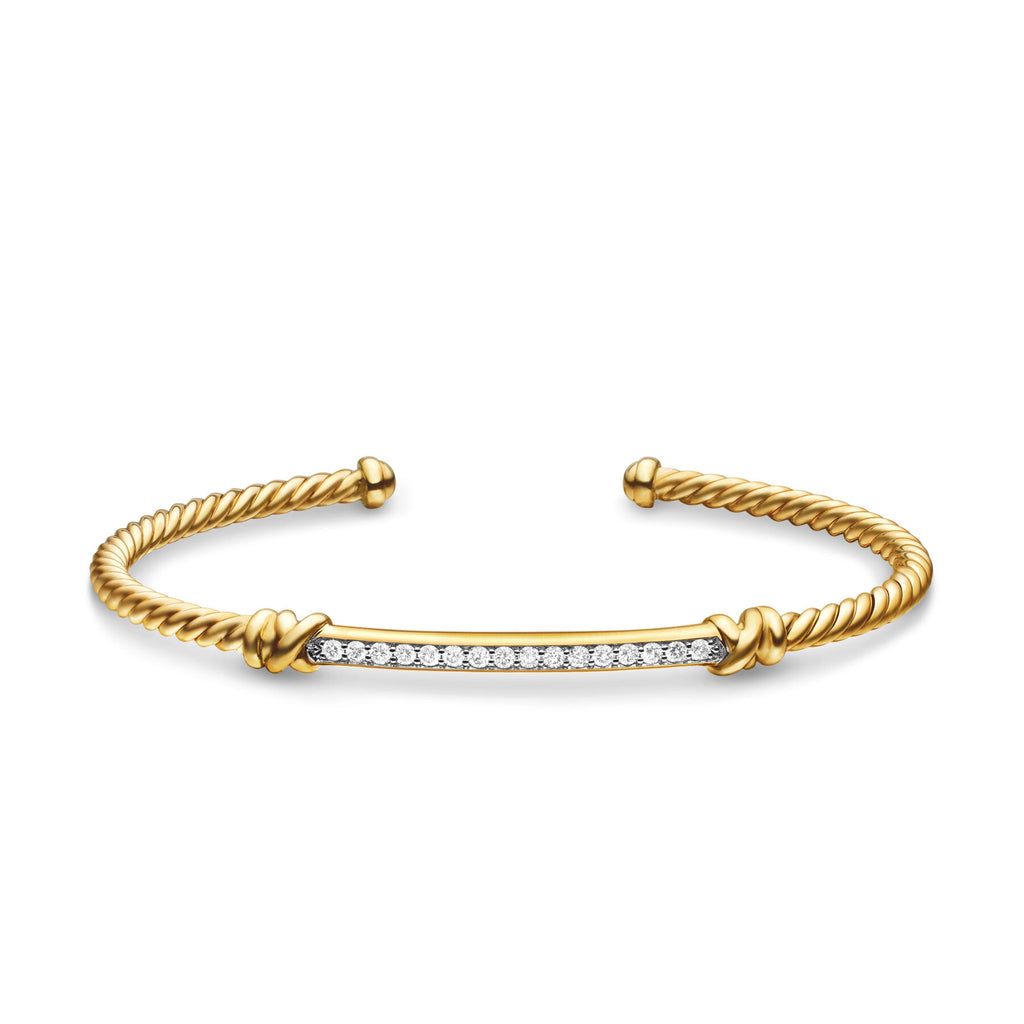 David Yurman Gold Petite Helena Cablespira Diamond Bracelet