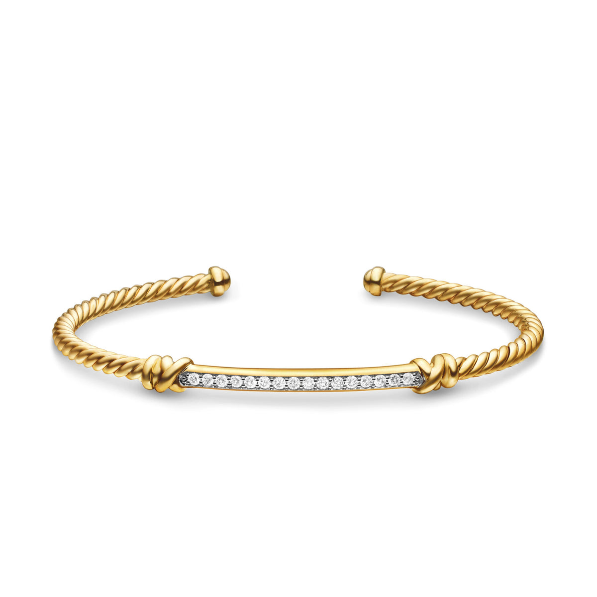 David Yurman Gold Petite Helena Cablespira Diamond Bracelet