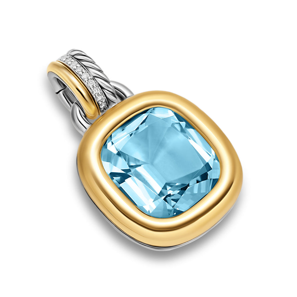 David Yurman Silver and Yellow Gold Mercer Blue Topaz Amulet Enhancer