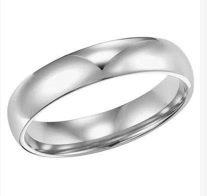 14 Karat White Gold Low Dome Comfort Fit Wedding Band