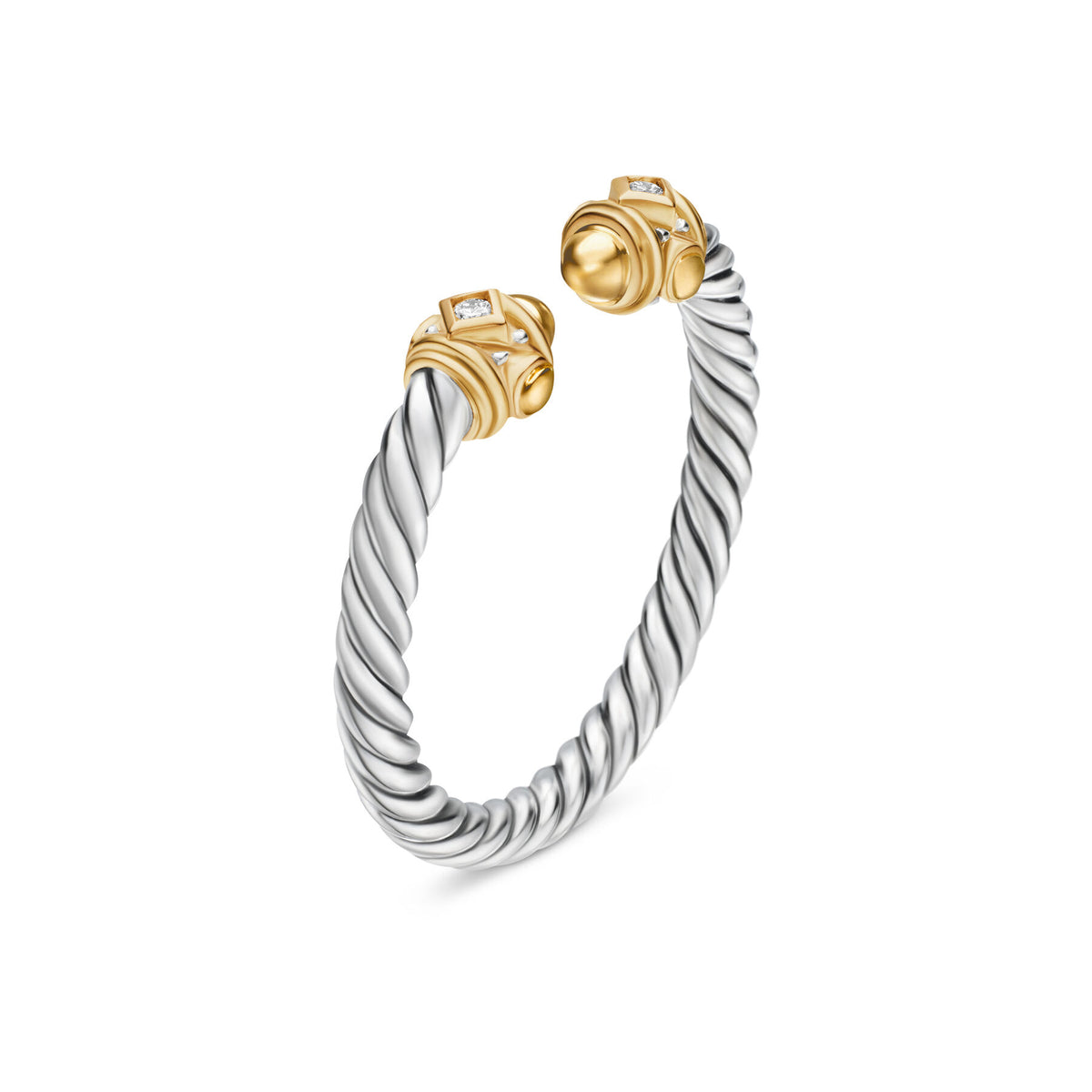 David Yurman Sterling Silver and Yellow Gold Golden Dome Renaissance Ring with Diamonds