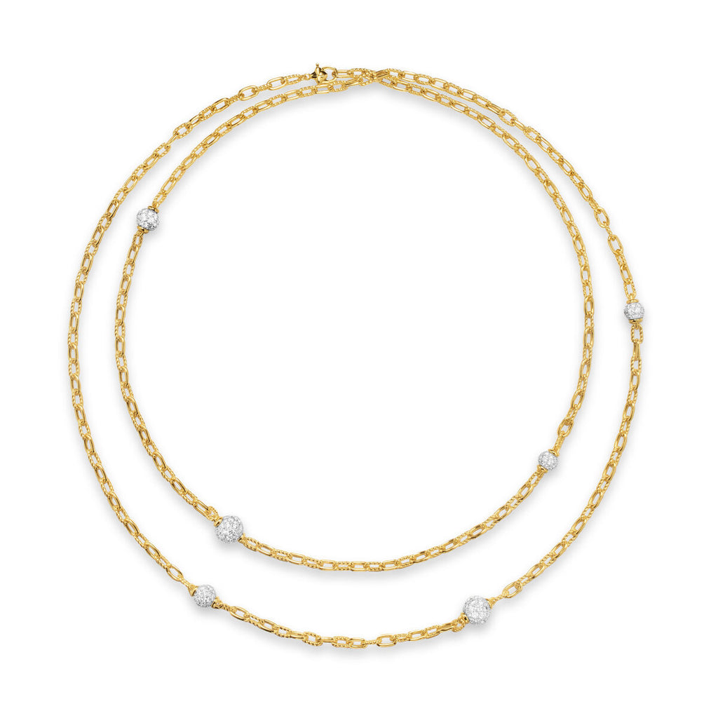 David Yurman Yellow Gold Madison Pave Bead Station Necklace