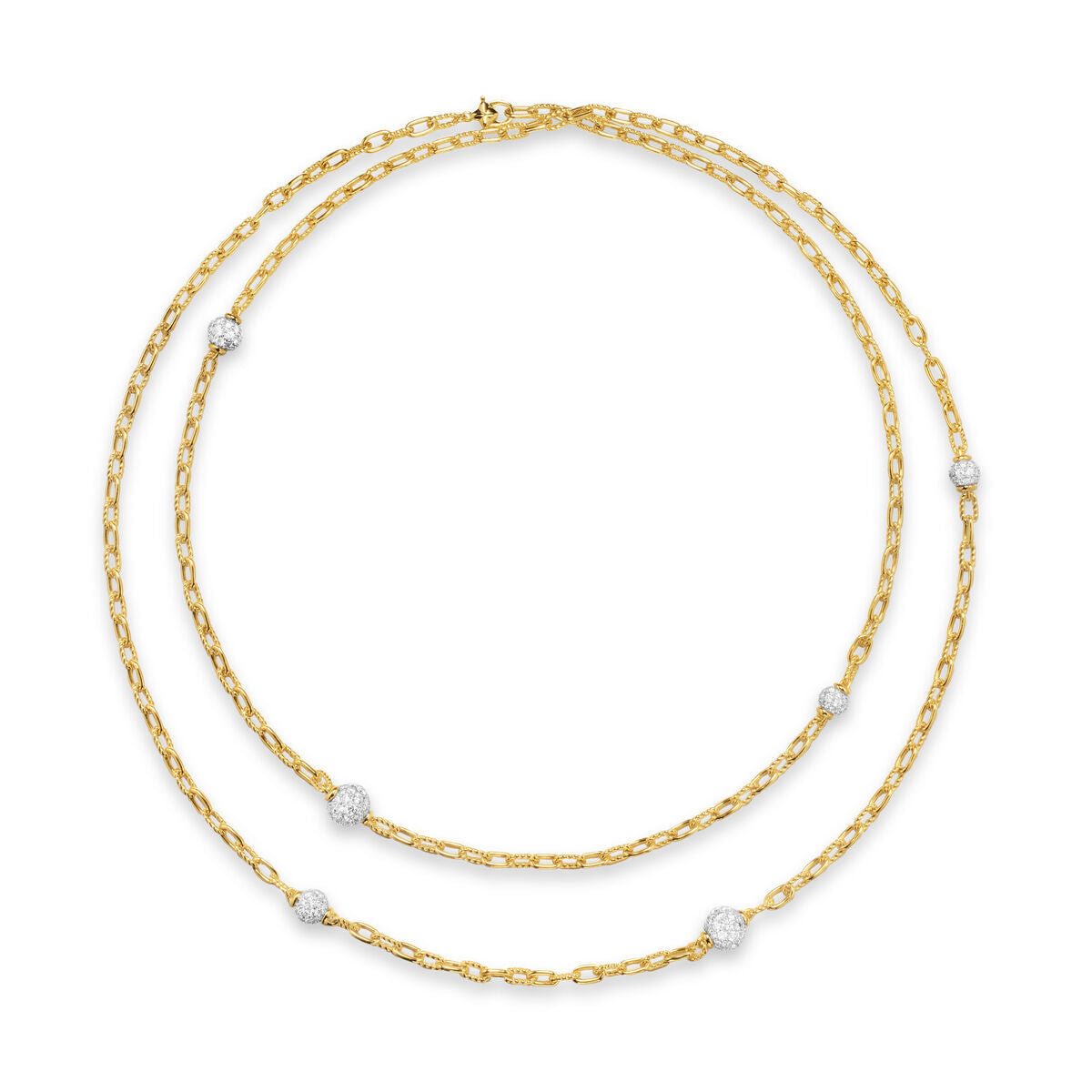 David Yurman Yellow Gold Madison Pave Bead Station Necklace
