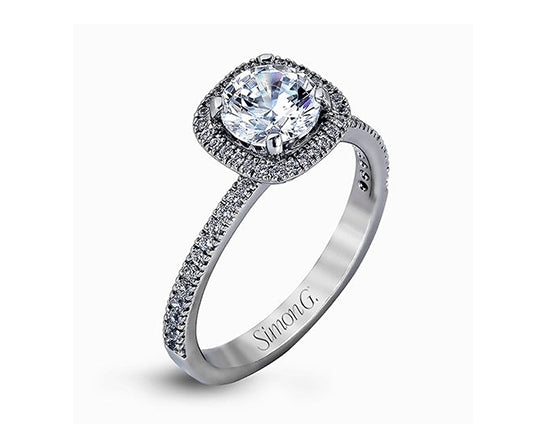 Simon G Platinum Diamond Cushion Halo Engagement Ring Mounting