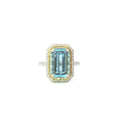 Simon G White and Yellow Gold Aquamarine Diamond Halo Fashion Ring