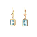 Estate Yellow Gold Blue Topaz Drop Earrings