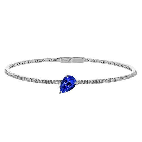 Simon G White Gold Pear Tanzanite and Diamond Bangle Bracelet