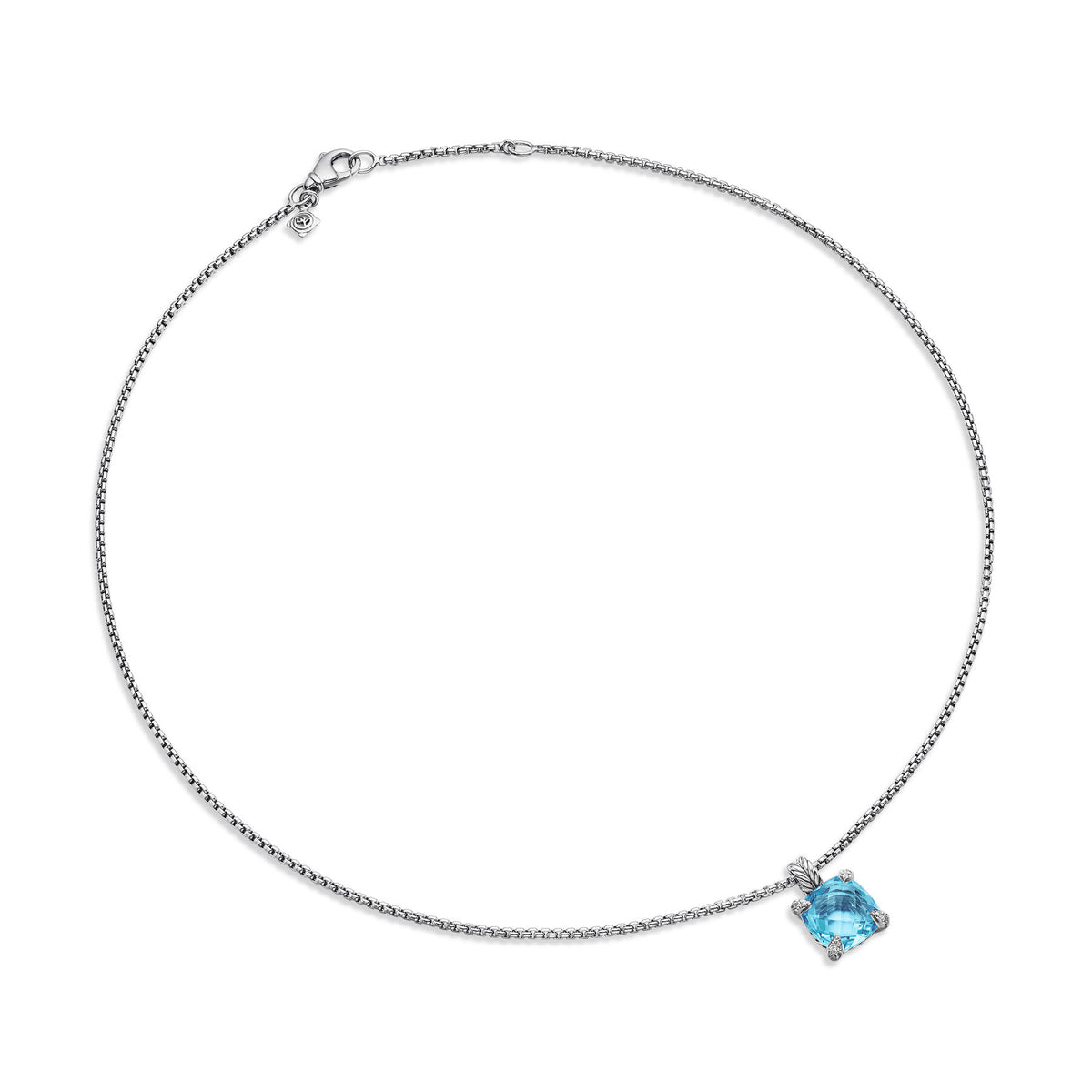 David Yurman Silver Chatelaine Blue Topaz Pendant Necklace