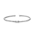 David Yurman Sterling Silver Micro Cable Flex Petite Diamond X Bracelet
