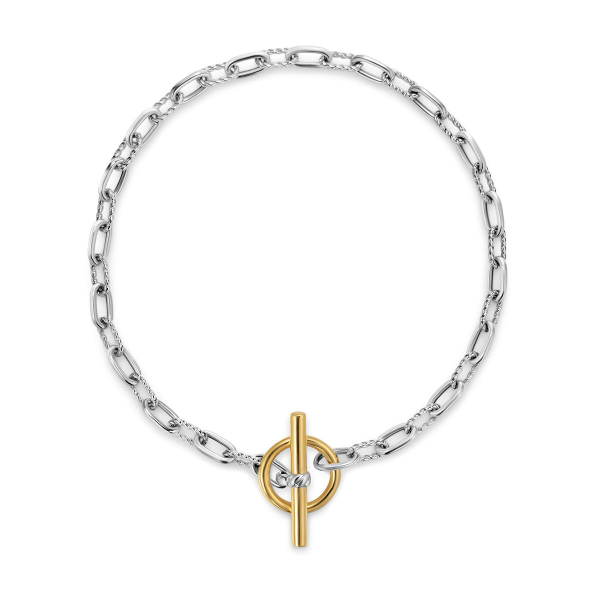 David Yurman Sterling Silver and Yellow Gold Madison Toggle Chain Bracelet