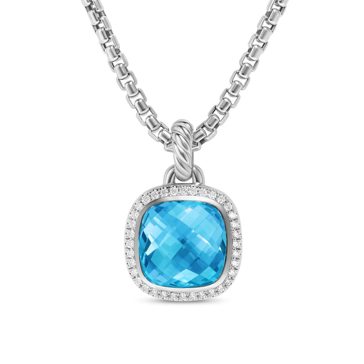 David Yurman Sterling Silver Albion Blue Topaz Enhancer with Diamonds