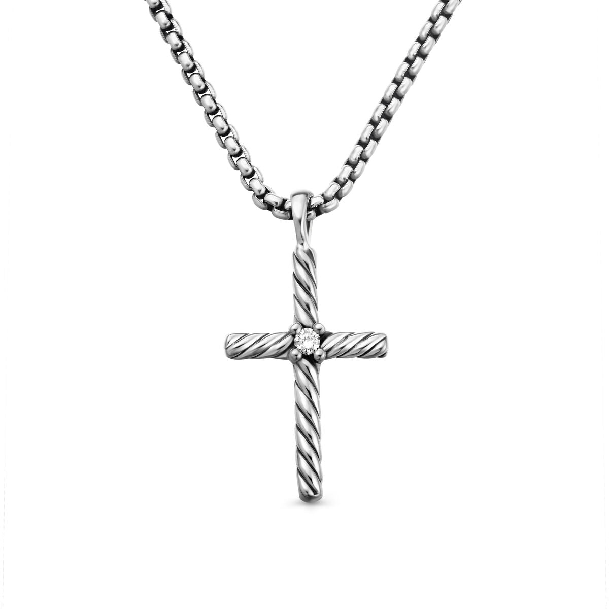 David Yurman Sterling Silver Baby Box Cross Necklace