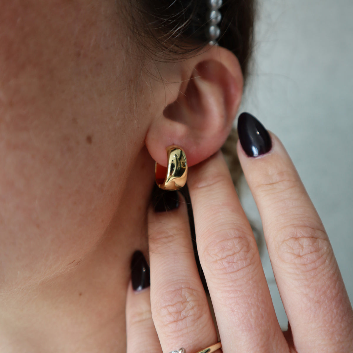 Yellow Gold Plated Huggie Hoop Earrings