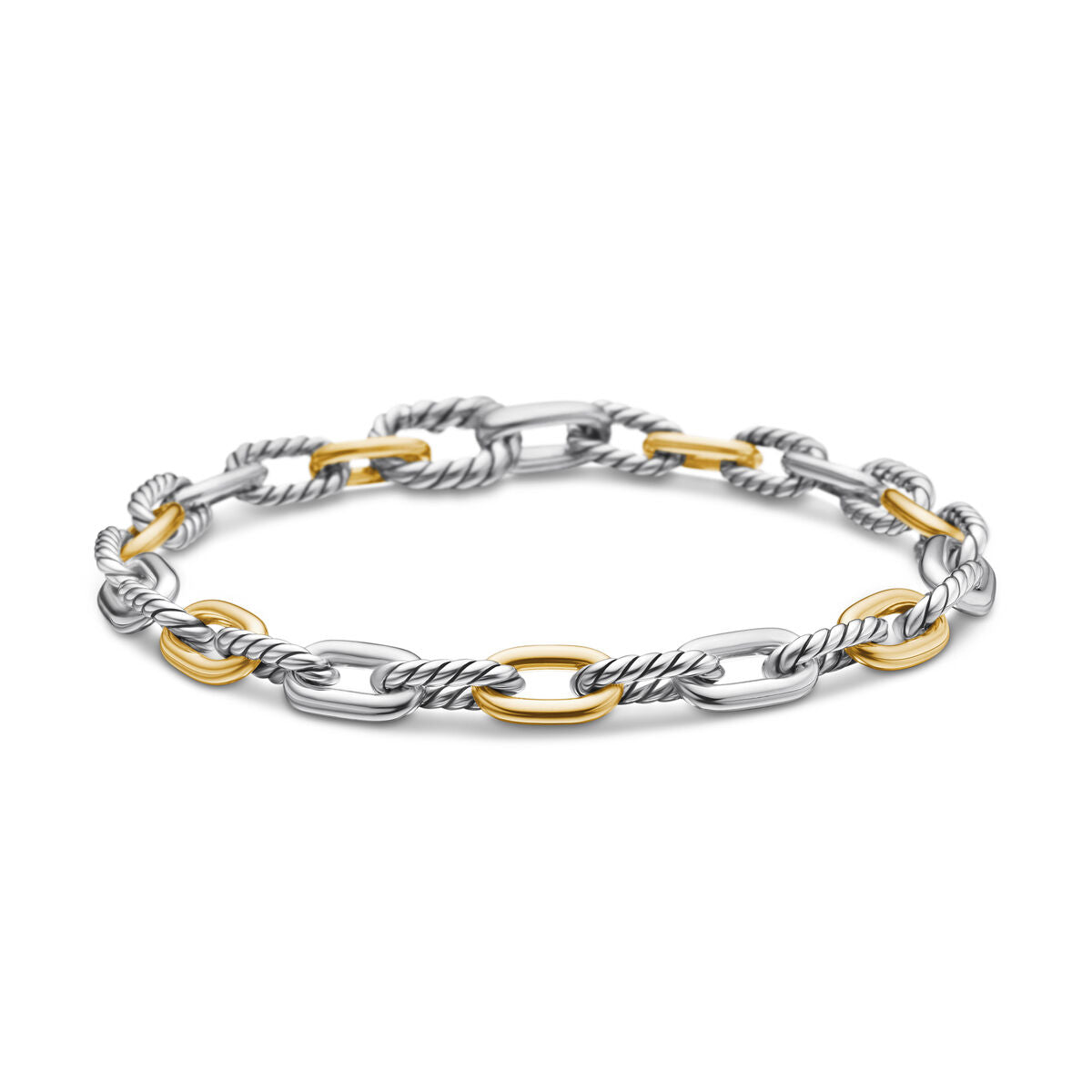 David Yurman Sterling Silver and Yellow Gold Madison Chain Bracelet