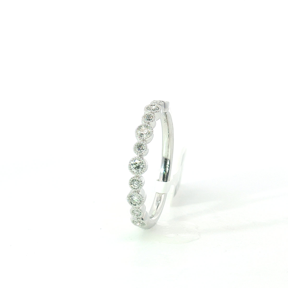 White Gold Milgrain Bezel Diamond Wedding Band