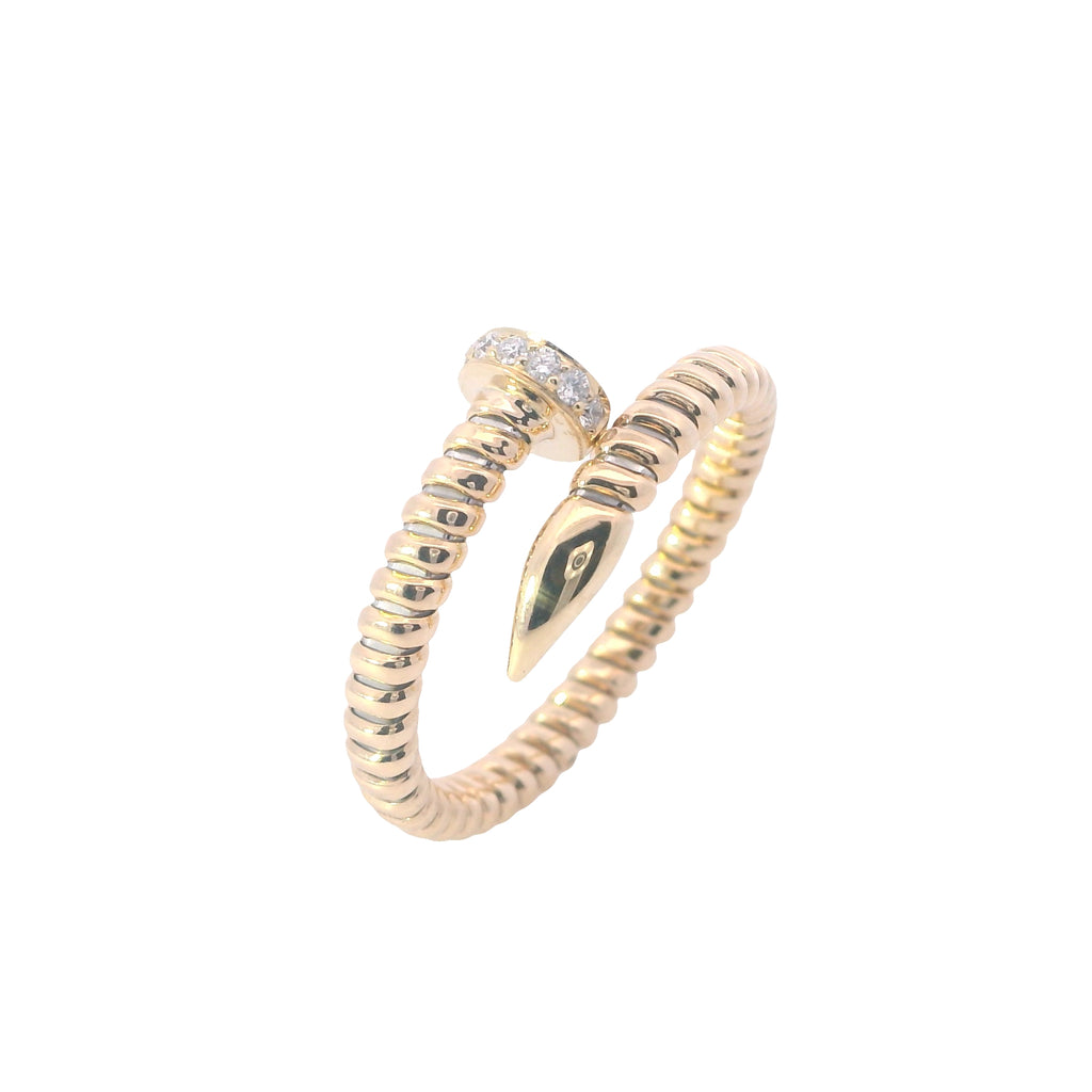 Yellow Gold Diamond Nail Fashion Ring
