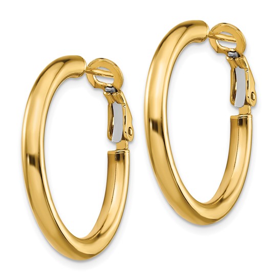 Yellow Gold Polished Omega Back Hoop Earrings