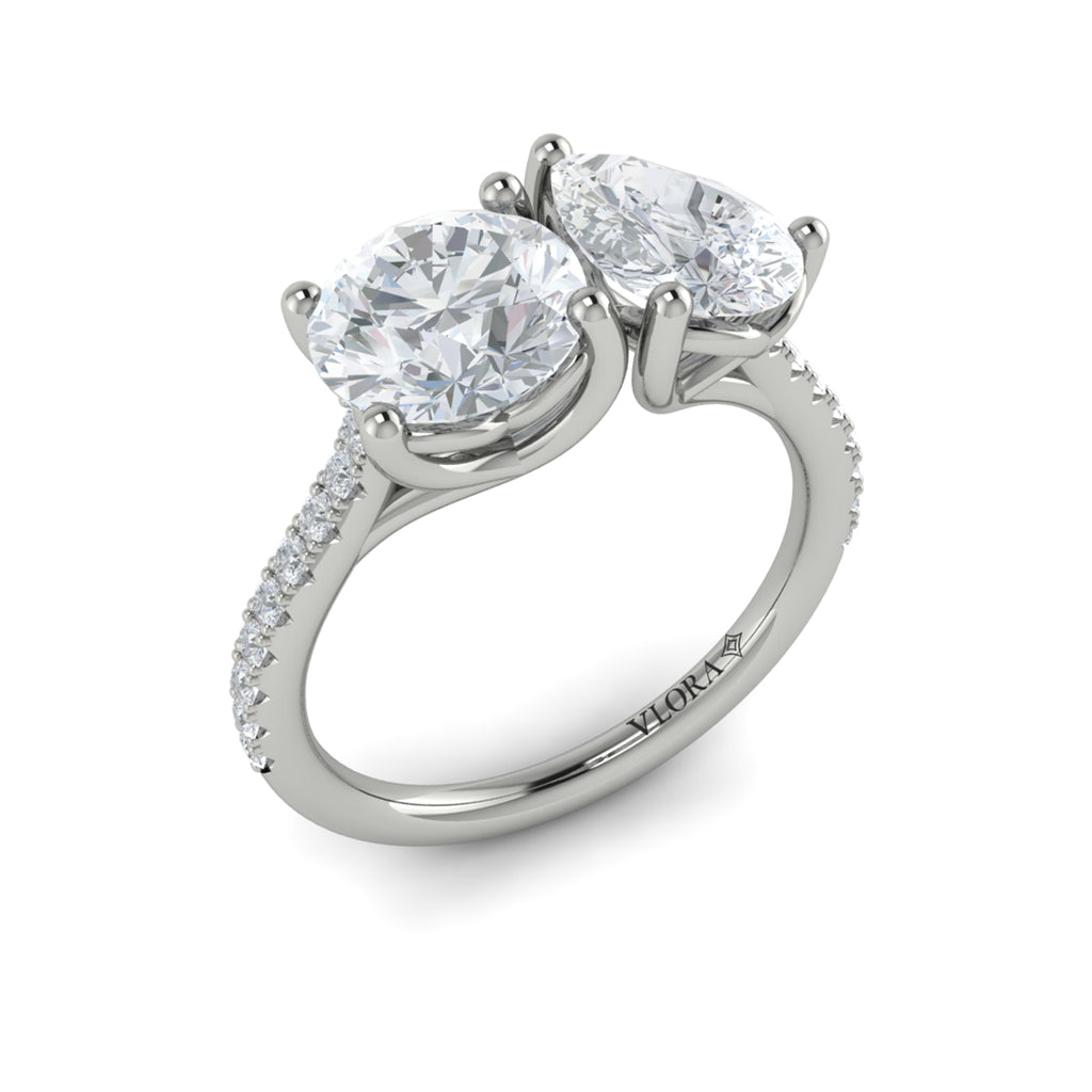 Vlora White Gold Diamond Toi et Moi Engagement Ring Mounting
