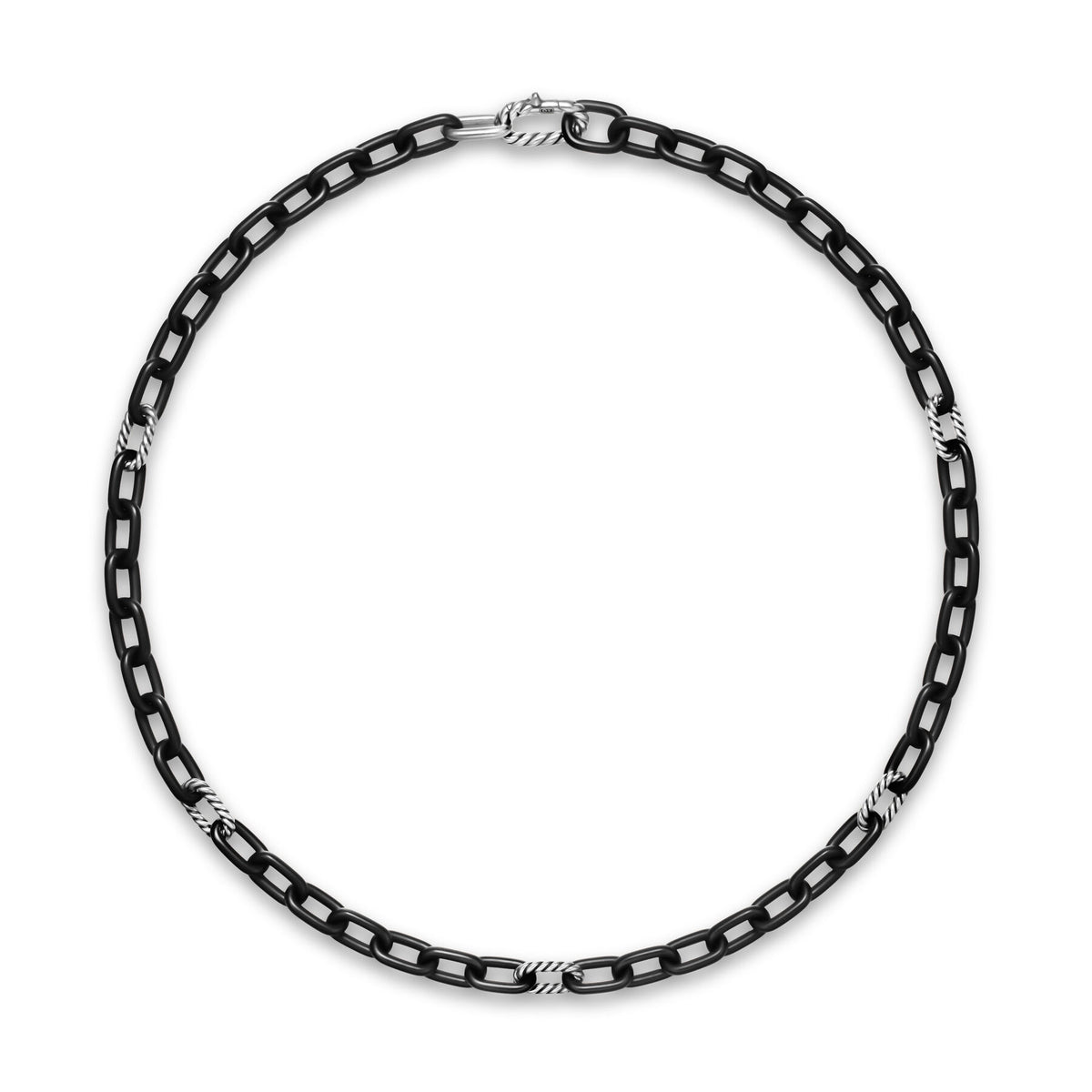David Yurman Silver and Black Titanium Madison Chain Necklace