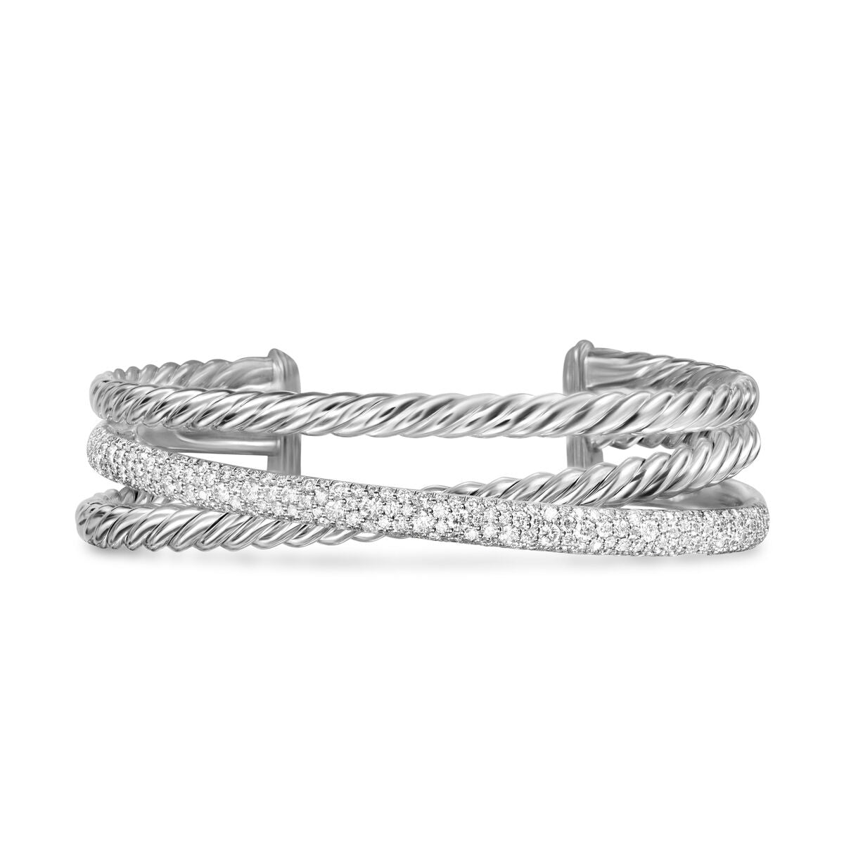 David Yurman Sterling Silver Bold Crossover 3-Row Bracelet