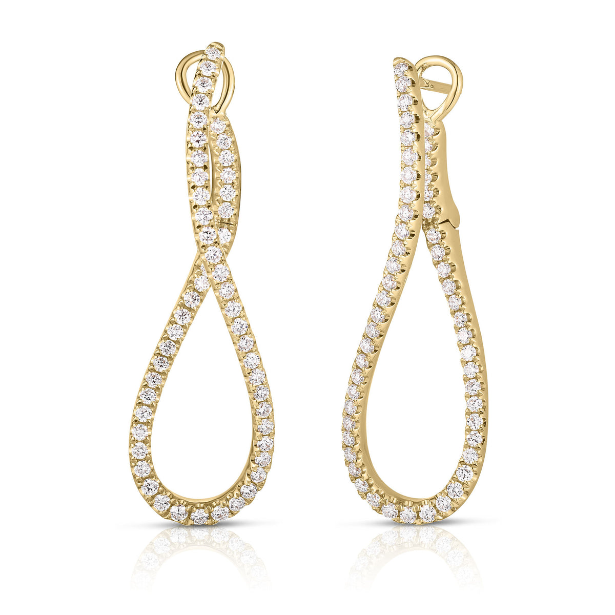 Roberto Coin Yellow Gold Classic Diamond Twist Hoop Earrings
