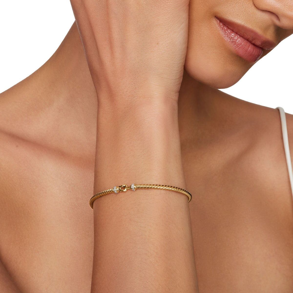 David Yurman Yellow Gold Classic Cable Buckle Bracelet