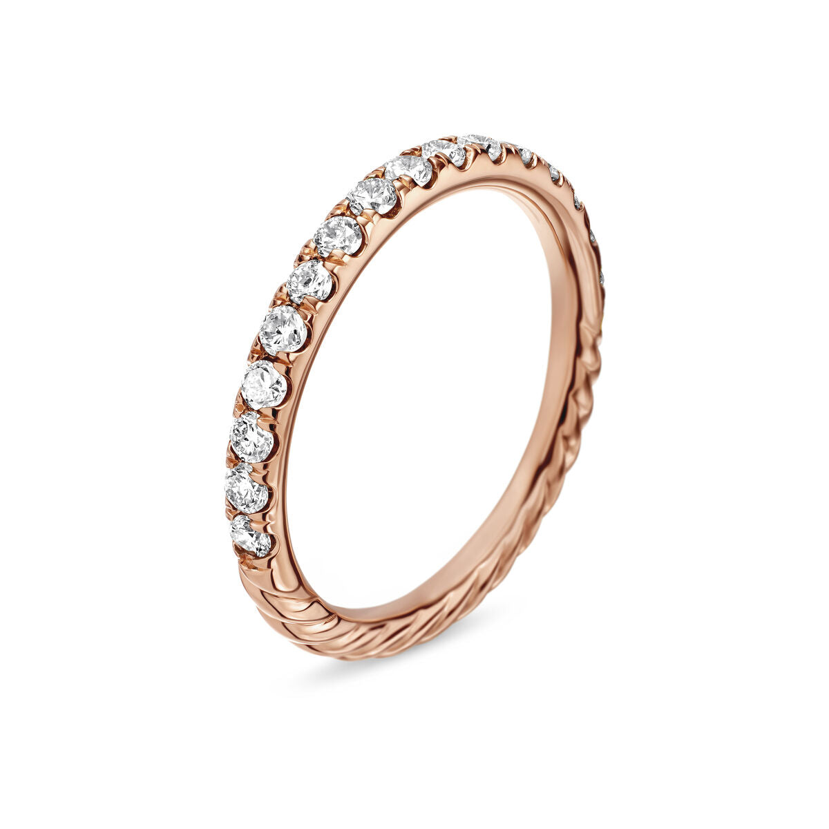 David Yurman Rose Gold Cable Pave Band with Diamonds