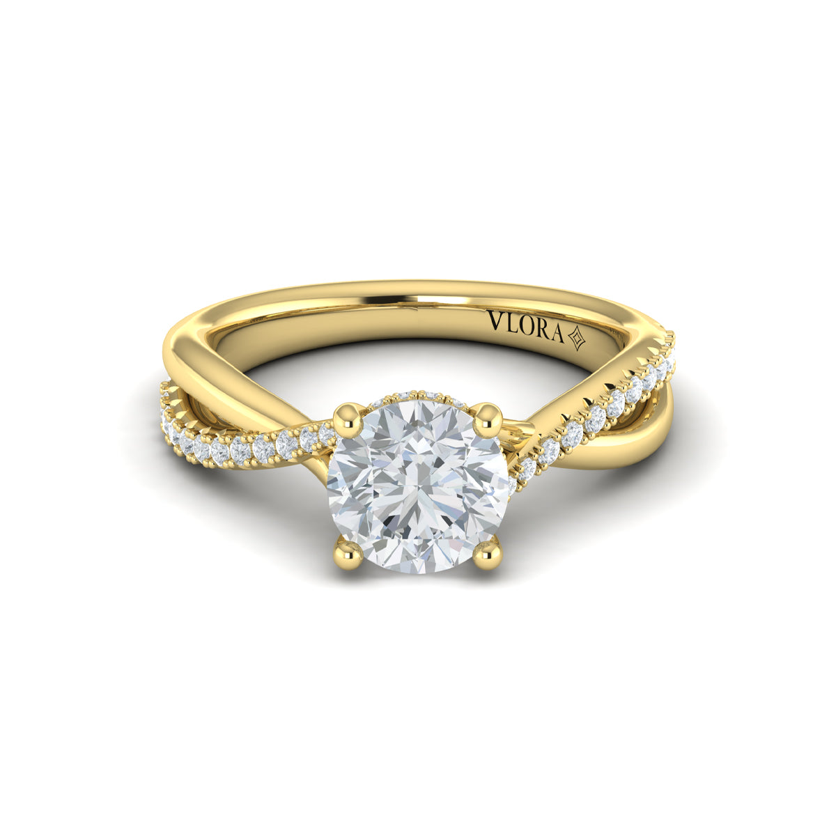 Vlora Yellow Gold Twist Diamond Engagement Ring Mounting