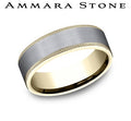 Ammara Stone Yellow Gold and Grey Tantalum Satin Grey Center Knurled Edge Wedding Band