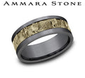 Ammara Stone Yellow Gold and Grey Tantalum Wall Fracture Center Wedding Band
