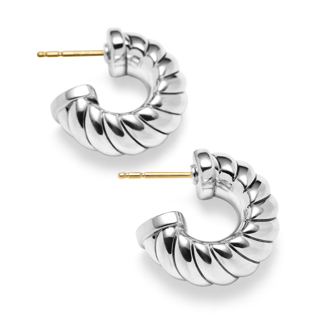 David Yurman Sterling Silver Cable Shrimp Hoop Earrings